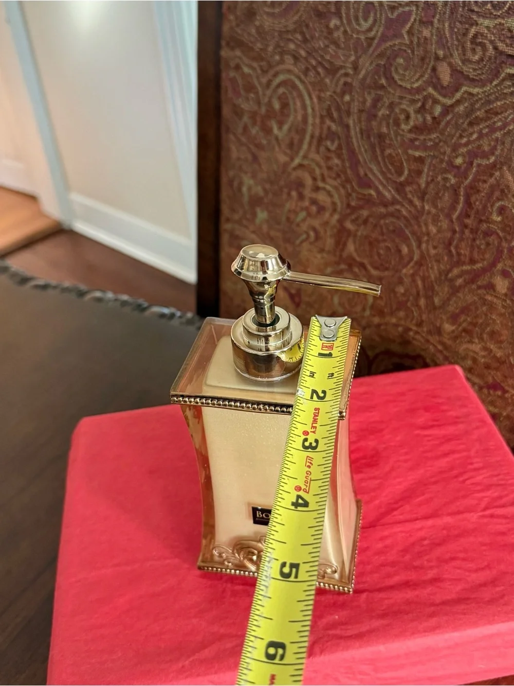 Bombay Company Vivienne Liquid Soap Dispenser Beige Gold & Acrylic Scroll